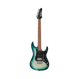 Ibanez Premium AZ24P1QM electric guitar in Deep Ocean Blonde finish, showcasing a sleek design and high-quality craftsmanship.