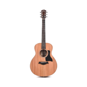 1. Taylor GS Mini acoustic guitar with a mahogany top, featuring a natural wood finish and compact body design.