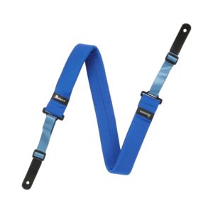 Blue Ibanez GSD50 guitar strap designed for comfort and style, featuring adjustable length and durable materials.