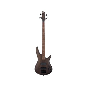 Ibanez SR300EB 4-string electric bass guitar in walnut flat finish, showcasing its sleek design and quality craftsmanship.