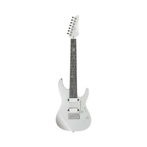 Ibanez TOD70 Tim Henson Signature 7-string electric guitar in chrome finish, showcasing sleek design and modern features.