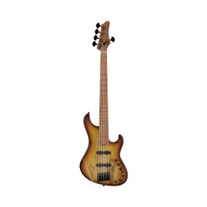 1. Ibanez MDM1305-NAB 5-string bass guitar in natural strained amber burst finish, showcasing its elegant design and craftsmanship.