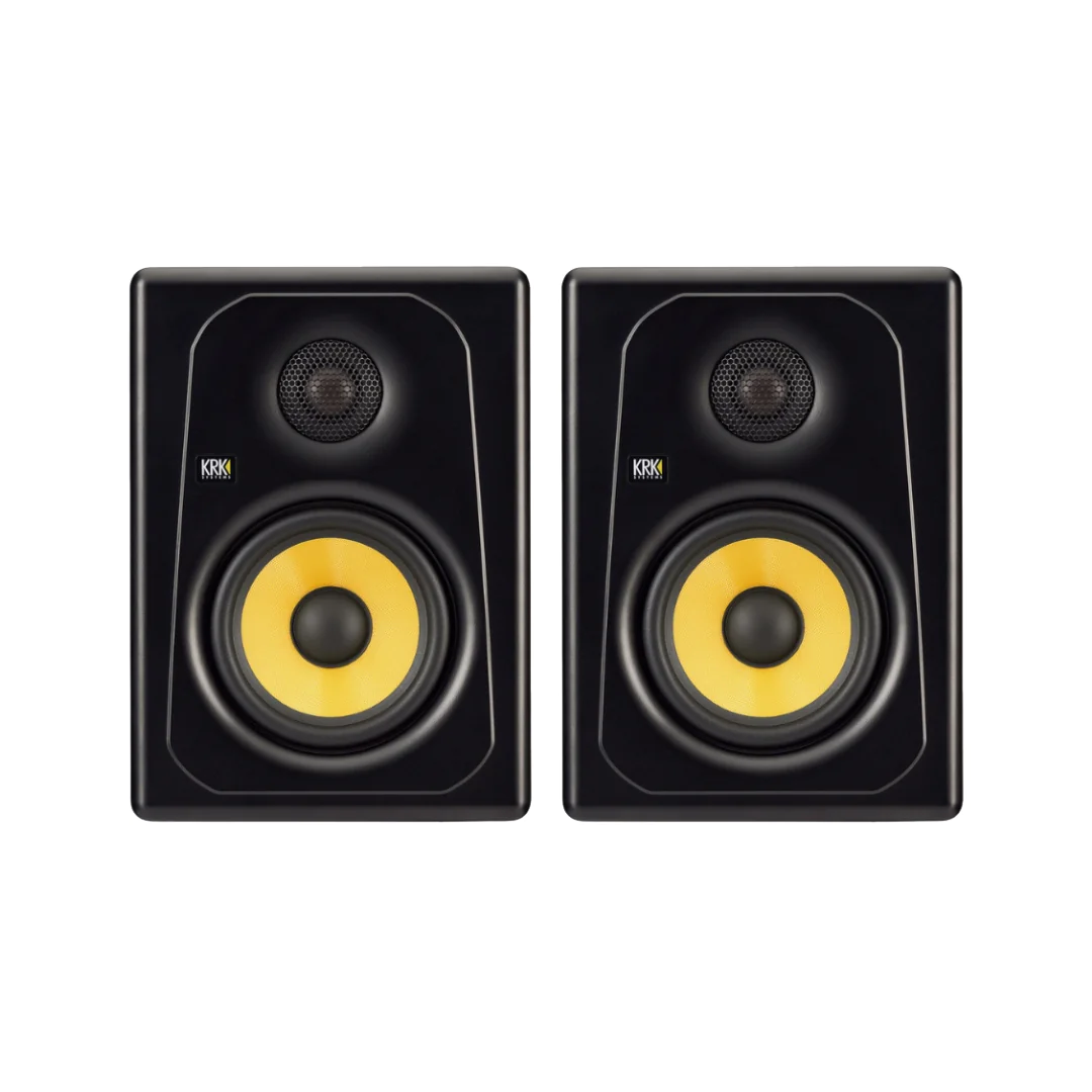 1. KRK Kreate 5 active studio monitor speakers in black, featuring Bluetooth connectivity, sold as a pair.