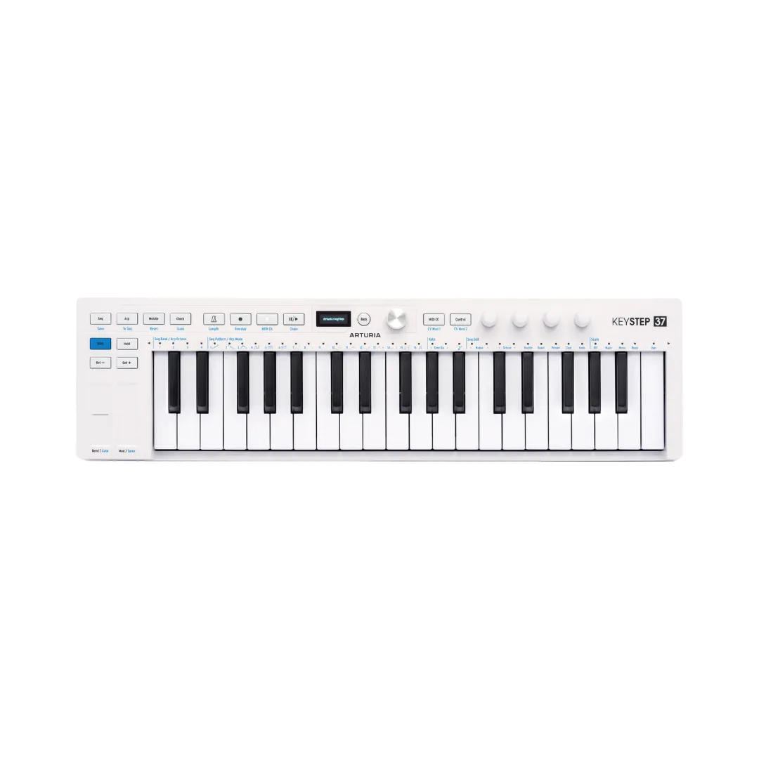 1. Arturia KeyStep 37 MKII, a MIDI controller and sequencer with 37 keys and various connectivity options.